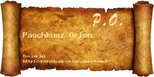 Paschkusz Orion névjegykártya
